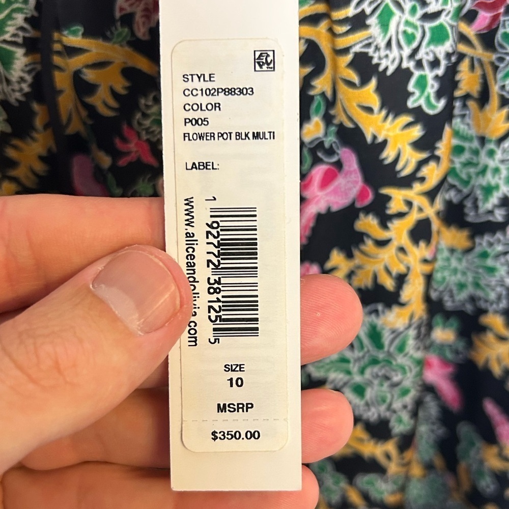 NWT $350 Alice + Olivia Natalina Sz 10 black floral-print asymmetric midi skirt - Picture 13 of 16